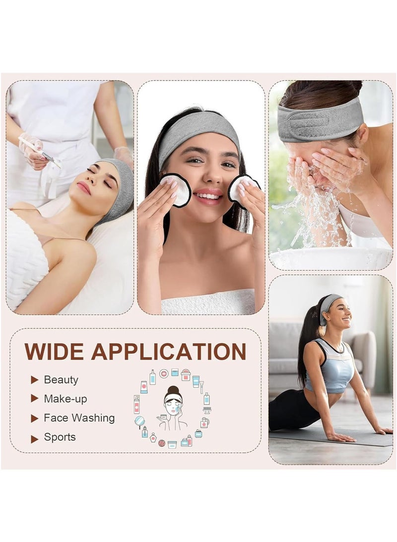 MarlaMall 3 Pack Spa Headband, Adjustableacial spa facial headband,Terry Cloth Stretch Hair Wrap with Magic Tape for Spa, Makeup, Shower & Sports - Image 4