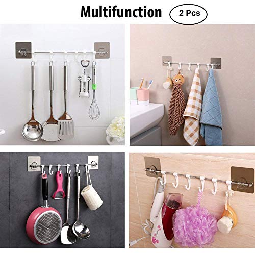 ADTALA ABS Plastic, Stainless Steel Multi-Functional 6-Groups Without Drilling Waterproof and Oil-proof Nail-Free Wall Hooks Utility for Towel Bathrobe Coats, Cup (Transparent , 40 x 7 cm) -2 Pieces - Image 3