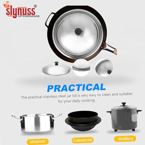 Slynuss® | Stainless Steel Lid for kadai/Lids for Bowls with Heat Resistant Knob | Diameter - 21.5cms | Size - 3 | Cover for Kitchen Utensils, Cooking Utensils, Kadhai, Pots and Pans for Kitchen - Image 4