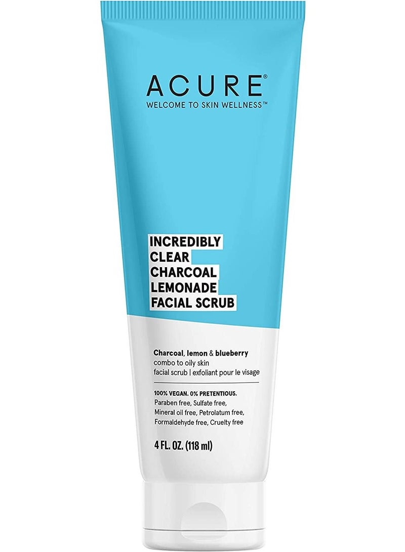 أكيور اكيور مقشر الوجه بالفحم والليمون من انكريدبلي كلير نباتي 100% للبشرة الدهنية الى العادية والمعرضة لحب الشباب الفحم والليمون والتوت الازرق  يقشر ويزيل السموم 4 اونصة سائلة (قد تختلف التعبئة)