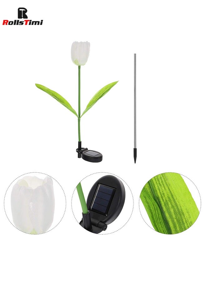 RollsTimi  2Pack LED Solar Power Tulip Flower Landscape Light Night Lamp for Home Outdoor Garden Yard Pathway Lawn Grassland Decoration White - Image 2