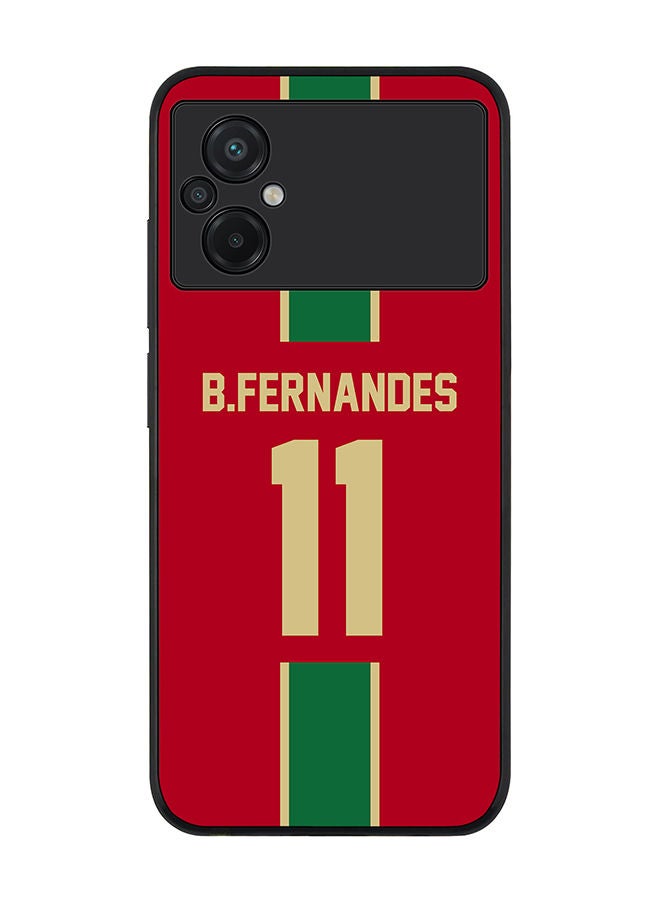Stylizedd Rugged Black edge case for Xiaomi Poco M5 Slim fit Soft Case Flexible Rubber Edges Anti Drop TPU Gel Thin Cover - Football Team - Portugal Player Name - B.Fernandes - Image 1