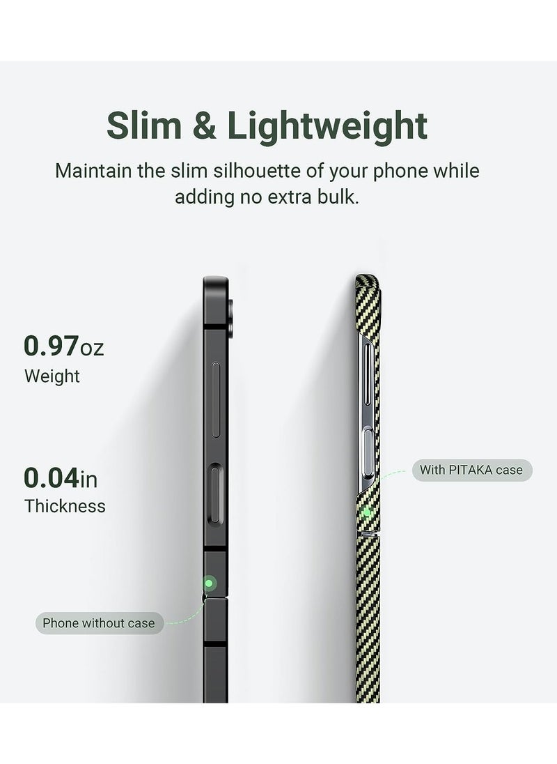 PITAKA - Z Flip 5 Case Compatible with MagSafe, Slim & Light Samsung Z Flip 5 Case with a Case-Less Touch Feeling, 600D Aramid Fiber Made [Fusion Weaving MagEZ Case 3 - Overture] - Image 1