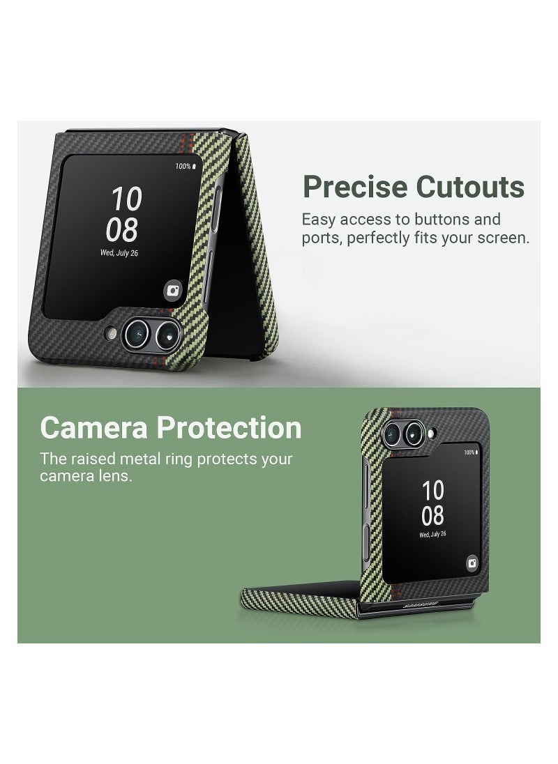 PITAKA - Z Flip 5 Case Compatible with MagSafe, Slim & Light Samsung Z Flip 5 Case with a Case-Less Touch Feeling, 600D Aramid Fiber Made [Fusion Weaving MagEZ Case 3 - Overture] - Image 1