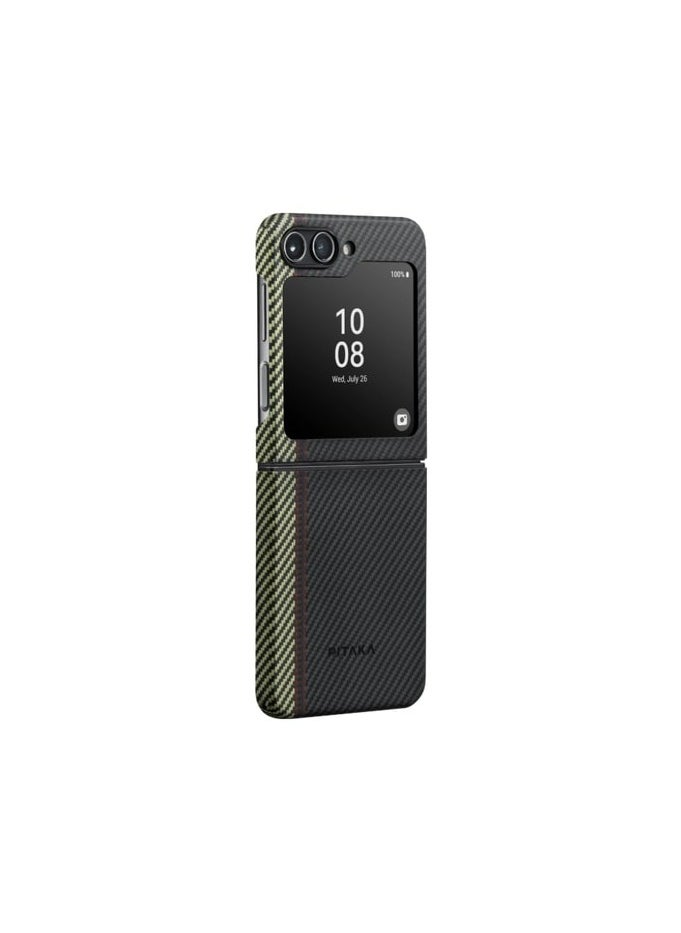 PITAKA - Z Flip 5 Case Compatible with MagSafe, Slim & Light Samsung Z Flip 5 Case with a Case-Less Touch Feeling, 600D Aramid Fiber Made [Fusion Weaving MagEZ Case 3 - Overture] - Image 1