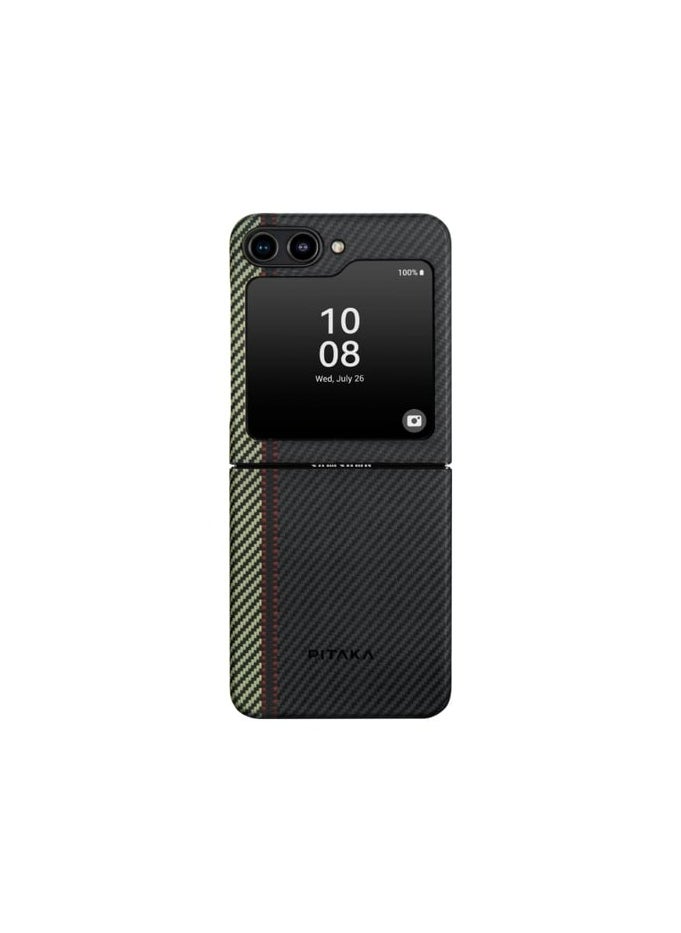 PITAKA - Z Flip 5 Case Compatible with MagSafe, Slim & Light Samsung Z Flip 5 Case with a Case-Less Touch Feeling, 600D Aramid Fiber Made [Fusion Weaving MagEZ Case 3 - Overture] - Image 1