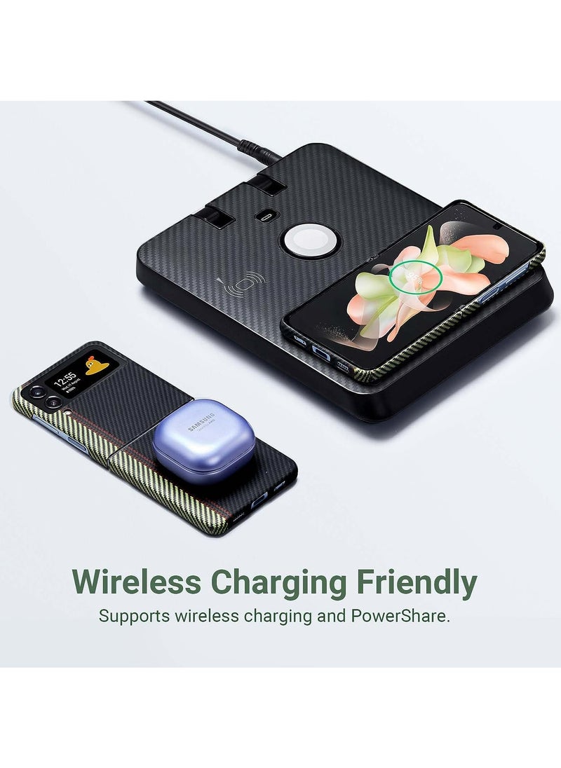 PITAKA - Z Flip 5 Case Compatible with MagSafe, Slim & Light Samsung Z Flip 5 Case with a Case-Less Touch Feeling, 600D Aramid Fiber Made [Fusion Weaving MagEZ Case 3 - Overture] - Image 1
