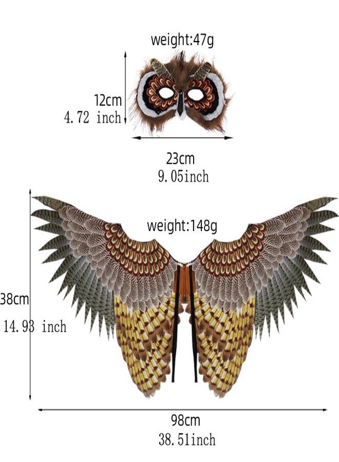 Alodidae Owl Wings Mask Costume Set Bird Wing Eagle Hawk Costumes Halloween Party Props - Image 3