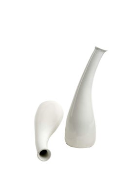 caffeine Ceramic Handmade White Studio vase (Set of 2)