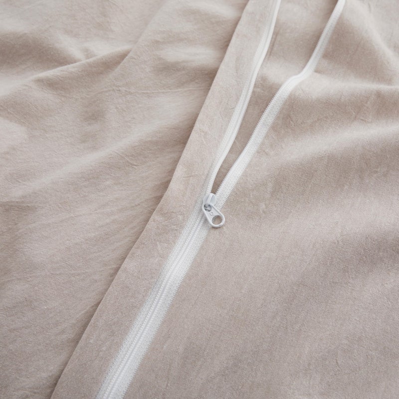 LOVQUE Bedding Duvet Cover Queen Size, 100% Washed Cotton Linen Like Natural Bedding Set with Zipper Closure (No Comforter), 90x90, Light Linen Grey - Image 5