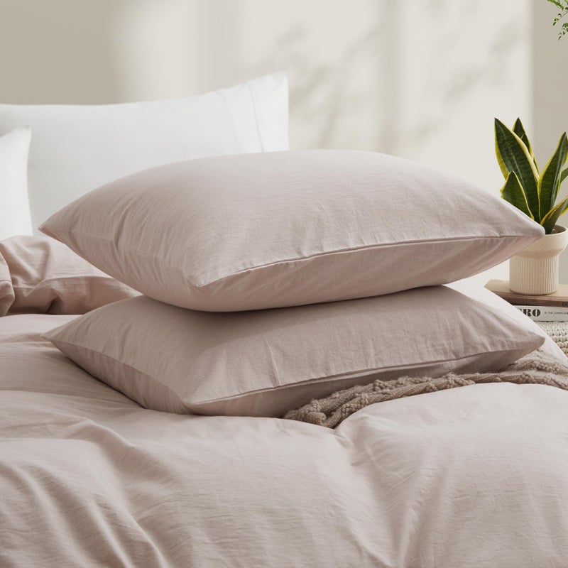 LOVQUE Bedding Duvet Cover Queen Size, 100% Washed Cotton Linen Like Natural Bedding Set with Zipper Closure (No Comforter), 90x90, Light Linen Grey - Image 3