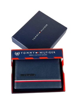 wallets TOMMY SINGLE WALLET W TH LOGO HARD PATTERN INSIDE LEATHER LOWER /BLUE