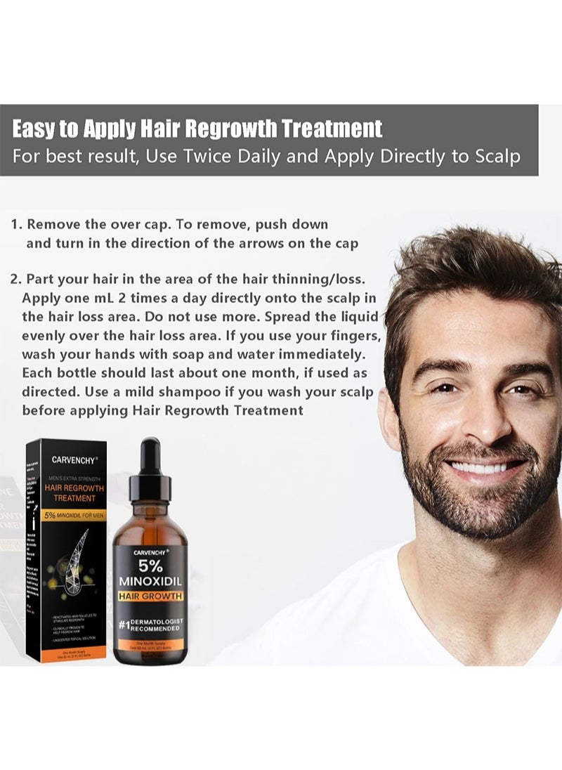 CARVENCHY - 5% Minoxidil Hair Regrowth and Beard Growth，Men's Extra Strength Hair Treatment- Extra Strength Topical Serum for Men's Scalp and Facial Hair Loss，Dermatologist Recommended - Image 1