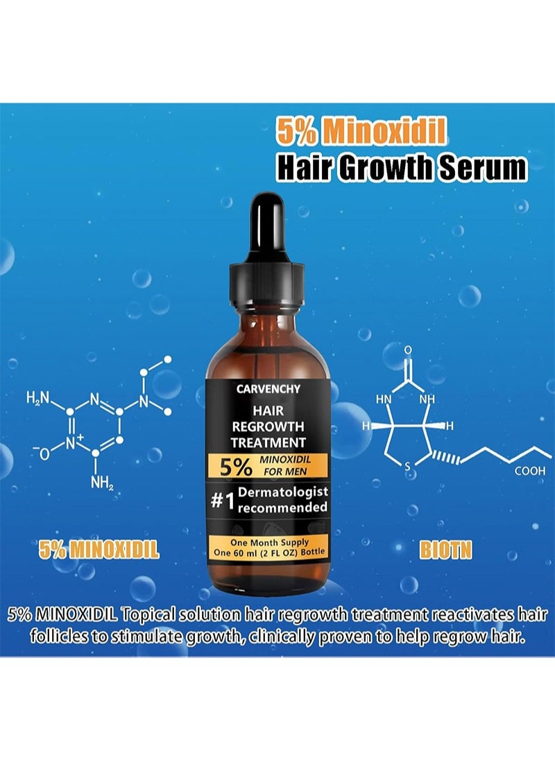 CARVENCHY - 5% Minoxidil Hair Regrowth and Beard Growth，Men's Extra Strength Hair Treatment- Extra Strength Topical Serum for Men's Scalp and Facial Hair Loss，Dermatologist Recommended - Image 1