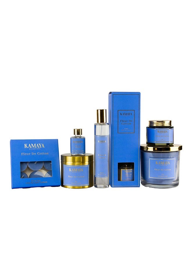 KAMAYA Iris Collection Fleur De Cotton Reed Diffuser 100ml with long lasting Fresh cotton fragrance | Clear glass bottle with gold lid in a beautiful gift box. - Image 4