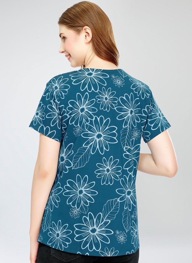 Zeyo Pure Cotton Floral Printed Top - Image 4