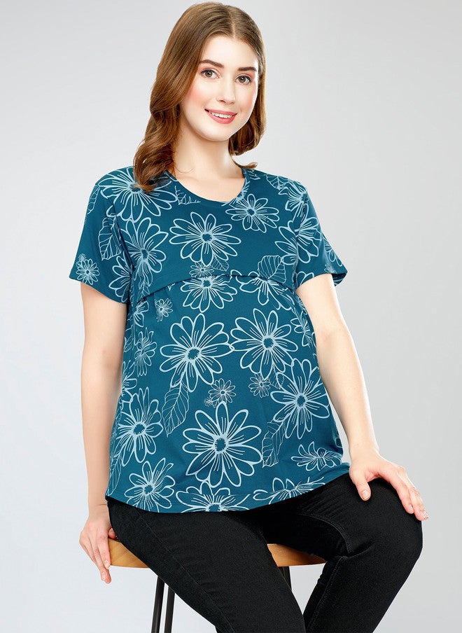 Zeyo Pure Cotton Floral Printed Top - Image 1