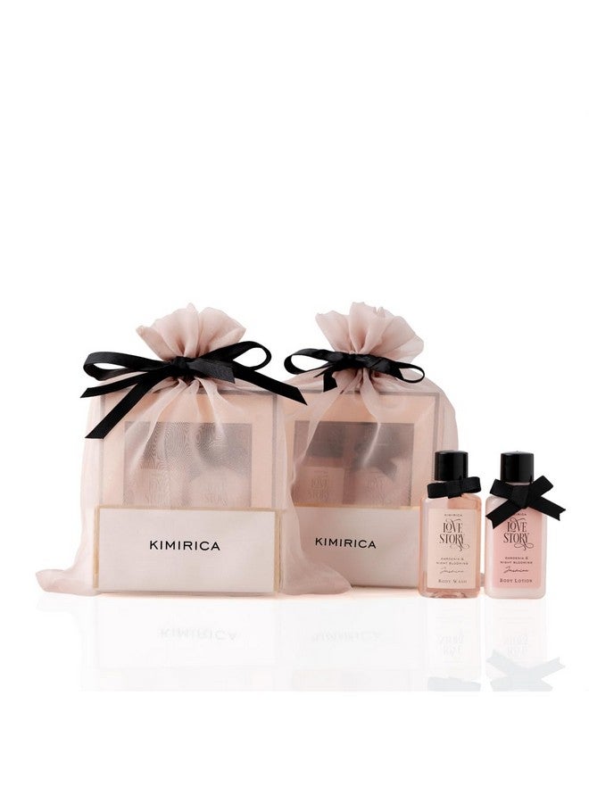 KIMIRICA Gift Set "Nothing But Love Duo" Potli For Family & Friends | Corporate Return Gifts For Employees, Men & Women | Romantic Notes Of Gardenia And Night Blooming Jasmine Shower Gel, Body Lotion With Loofah Inside (Pack Of 2) - Image 1
