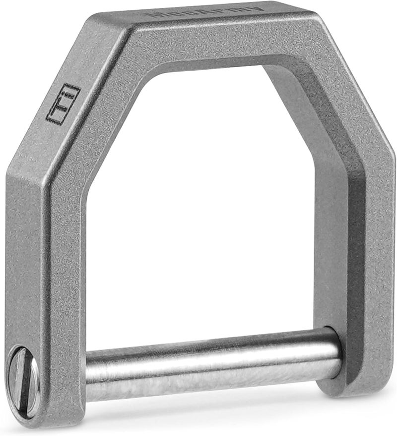 MecArmy CH2 Titanium D Shape Key Ring with Screw Shackle - Stonewashed Large - Image 1