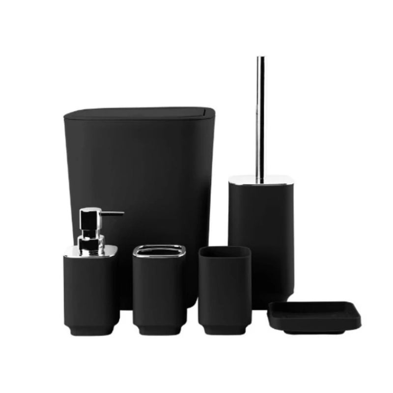 6-in-1 Bathroom Accessory Set, Black