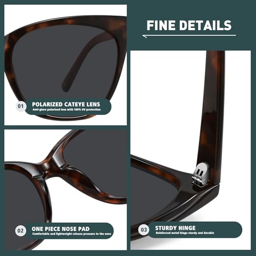 WOWSUN Large Polarized Cat Eye Sunglasses for Women - Image 3