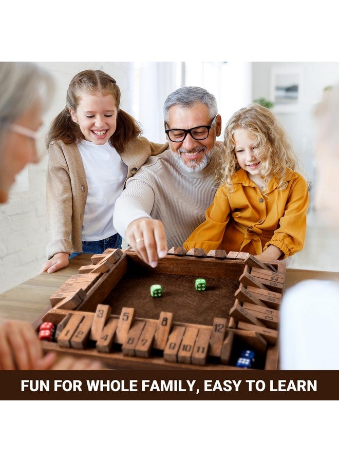 ropoda Shut The Box Game, Upgraded 12 Numbers Wooden Board Games for Adult and Kids, Shut The Box Dice Game -Addition Training, Fun for Family Game Night,Vintage Style - Image 2