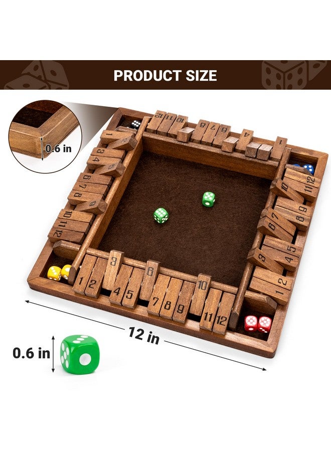 ropoda Shut The Box Game, Upgraded 12 Numbers Wooden Board Games for Adult and Kids, Shut The Box Dice Game -Addition Training, Fun for Family Game Night,Vintage Style - Image 5