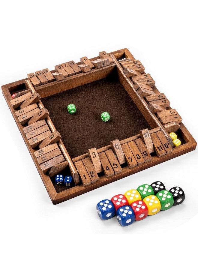 ropoda Shut The Box Game, Upgraded 12 Numbers Wooden Board Games for Adult and Kids, Shut The Box Dice Game -Addition Training, Fun for Family Game Night,Vintage Style - Image 1