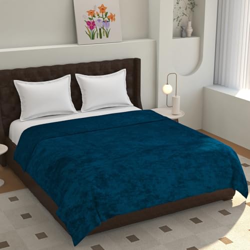TIB® Warm Quilt Cover Double Bed with Zipper, Duvet Cover Double Bed Soft Flannel (90x100) Inches (Royal Blue) - Image 1