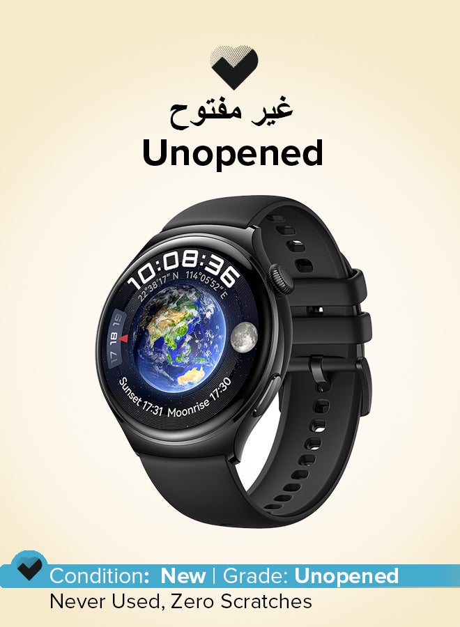 Renewed - WATCH 4 Smartwatch 3D Curved Glass Health At A Glance, eSIM Cellular Calling Fresh-New Activity Rings 14 Day Battery Life ECG Analysis Compatible With Andriod And IOS black