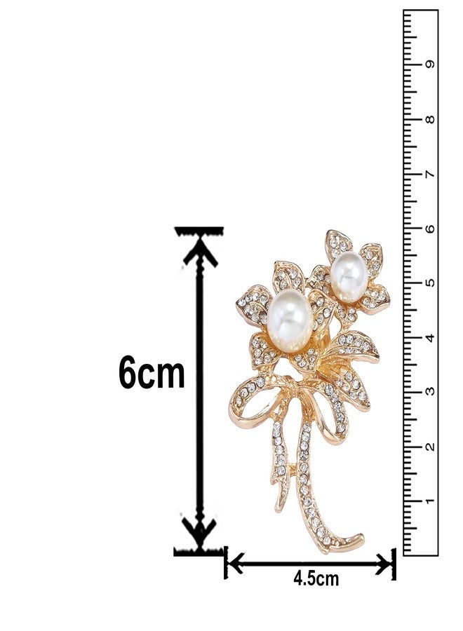 Adorn White Floral Brooch/Lapel Pin for Womens (B2083) - Image 4