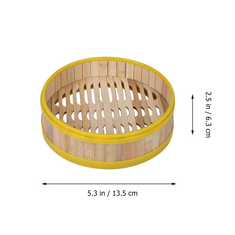 2 Pcs Natural Bamboo Food Steamer Basket 13.5cm Reusable Kitchen Cooking - Image 3