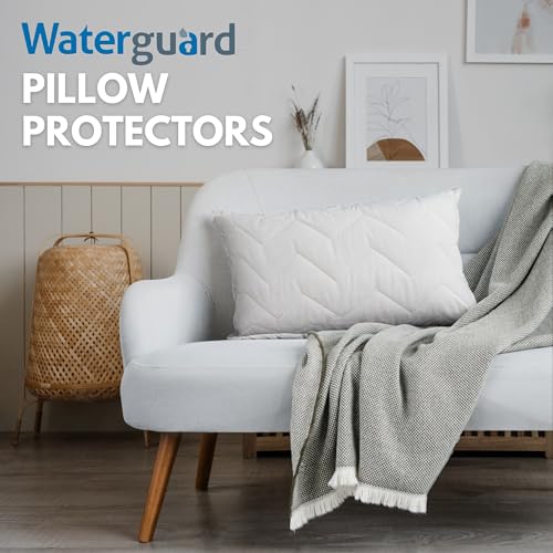 Waterguard Waterproof Pillow Protectors Quilted, Zippered Pillow Cases, 100% Cotton Top, Microfiber Filled Pillow Covers, Queen Size (20x30) Set of 2 - Image 4