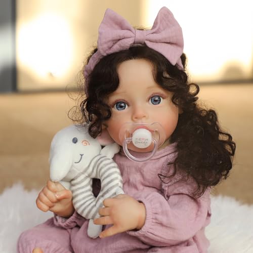 SCOM Lifelike Reborn Baby Dolls 18 Inch Realistic Newborn Baby Girl Doll Cute Real Life Silicone Baby Doll with Soft Weighted Cloth Body Gift Accessories for 3 Year Old Girls Boys Toddlers Kids - Image 5