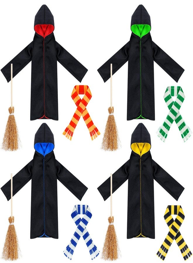 Hungdao 12 Pcs Christmas Clothes Accessories Halloween Wizard Clothes Wizard Robe Outfit Scarf and Broom Costume Dress Up for Gift Christmas Supplies Decor - Image 1