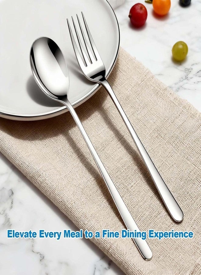 Kyraton Korean Spoons, 6 Pieces Stainless Steel Mixing Spoons, 8 Inch Rice Spoons with Long Flat Handle, Shallow Design for Easy Scooping - Dishwasher Safe Flatware Set for Home Kitchen - Image 5