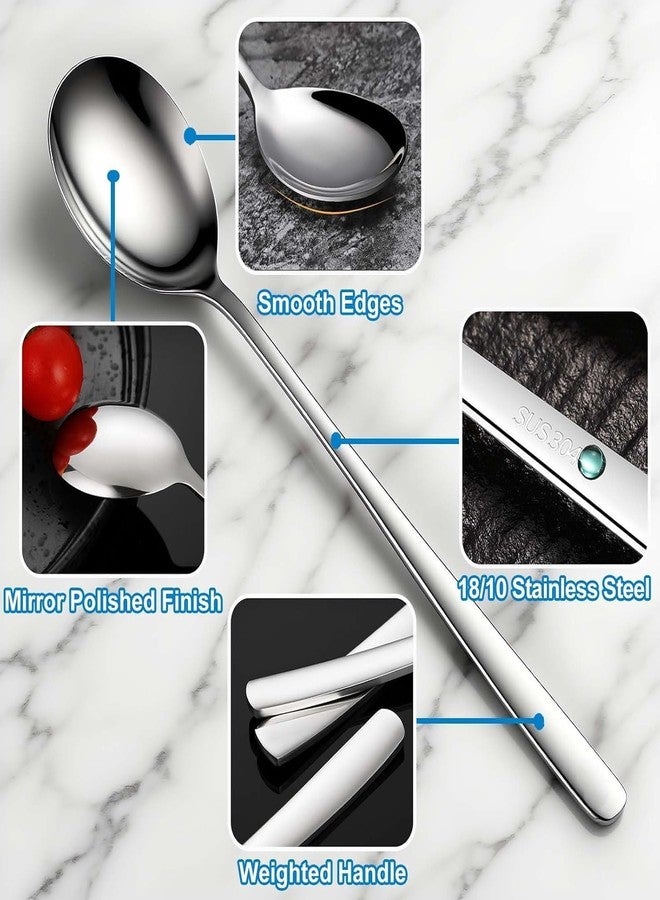 Kyraton Korean Spoons, 6 Pieces Stainless Steel Mixing Spoons, 8 Inch Rice Spoons with Long Flat Handle, Shallow Design for Easy Scooping - Dishwasher Safe Flatware Set for Home Kitchen - Image 4