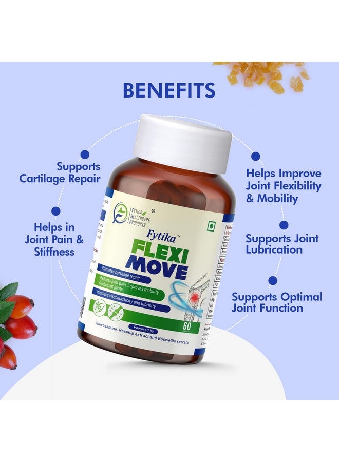FYTIKA فيتيكا فليكسى موف - 60 قرص (عبوة من 1) | جلوكوزامين، مسحوق الورد، مستخلص البوسويليا | تركيبة 4 في 1 تدعم صحة عظامك ومفاصلك وغضاريفك | للرجال والنساء - Image 3