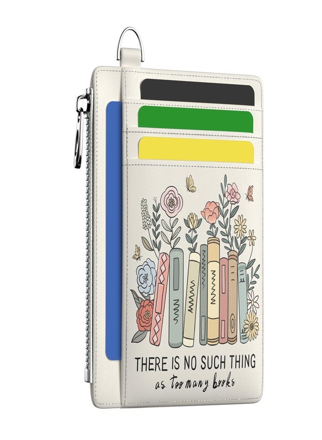 Hancynir Book Lover Floral Slim Wallet Women Credit Card Holder Cute Flower RFID Blocking Small Card Holder Mini Front Pocket PU Leather Thin Travel Zipper Coin Ladies Female Wallet Organizer Gifts - Image 1