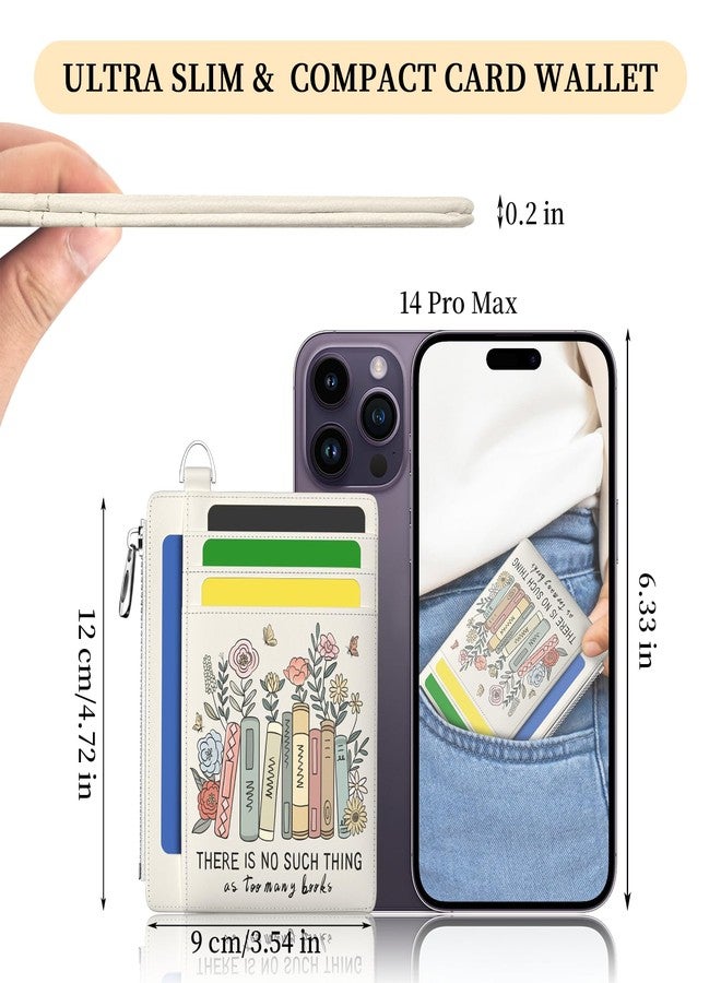 Hancynir Book Lover Floral Slim Wallet Women Credit Card Holder Cute Flower RFID Blocking Small Card Holder Mini Front Pocket PU Leather Thin Travel Zipper Coin Ladies Female Wallet Organizer Gifts - Image 2
