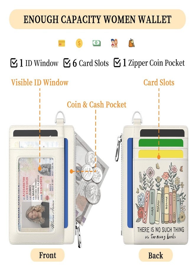 Hancynir Book Lover Floral Slim Wallet Women Credit Card Holder Cute Flower RFID Blocking Small Card Holder Mini Front Pocket PU Leather Thin Travel Zipper Coin Ladies Female Wallet Organizer Gifts - Image 5