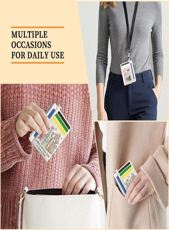 Hancynir Book Lover Floral Slim Wallet Women Credit Card Holder Cute Flower RFID Blocking Small Card Holder Mini Front Pocket PU Leather Thin Travel Zipper Coin Ladies Female Wallet Organizer Gifts - Image 3