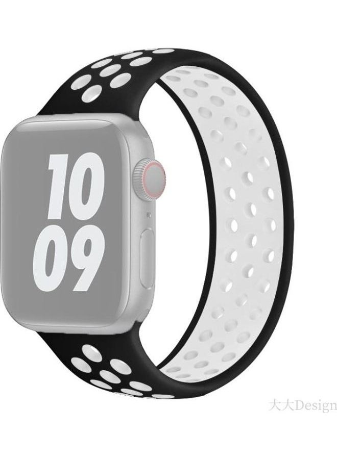 NIBEMINENT - Replacement Strap For Apple Watch Series Black/White - Image 1