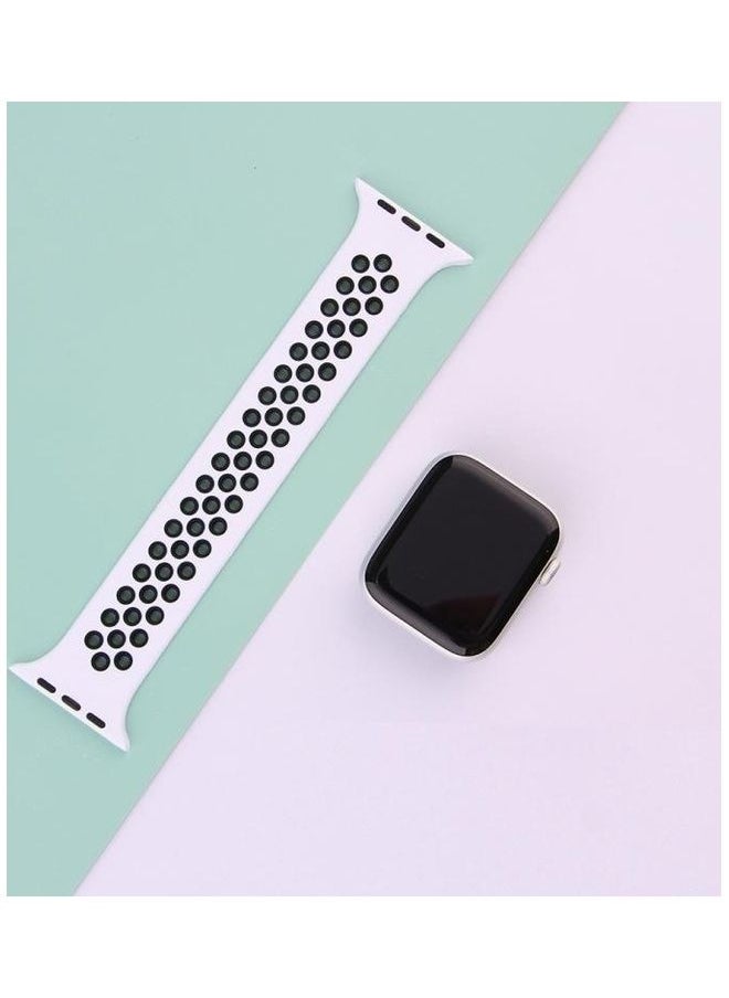 NIBEMINENT - Replacement Strap For Apple Watch Series Black/White - Image 1
