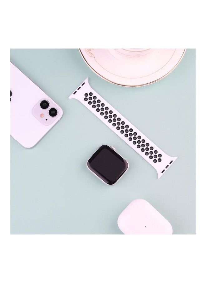 NIBEMINENT - Replacement Strap For Apple Watch Series Black/White - Image 1