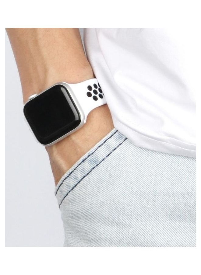 NIBEMINENT - Replacement Strap For Apple Watch Series Black/White - Image 1