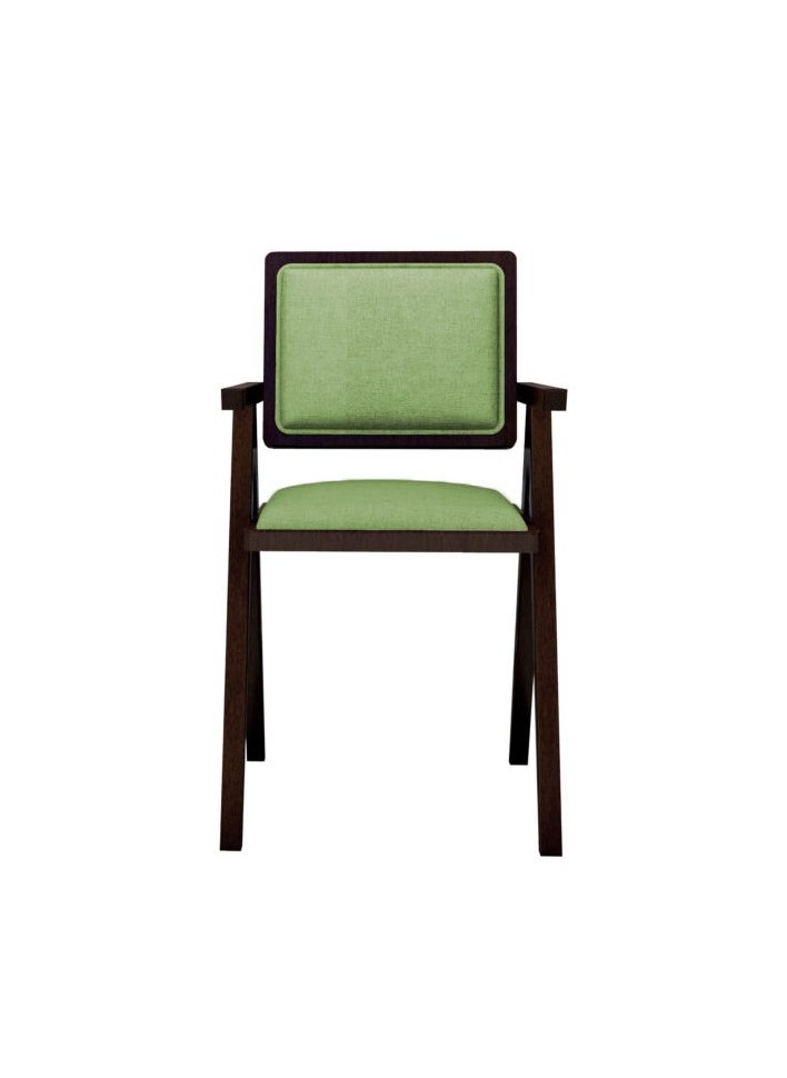 MAPLE HOME DECORATION - Maple Home Wooden Dining Chair Armrest Wide Backrest Fabric Upholstery Padded Seat Modern Accent Living Kitchen Office Lounge Furniture - Image 1