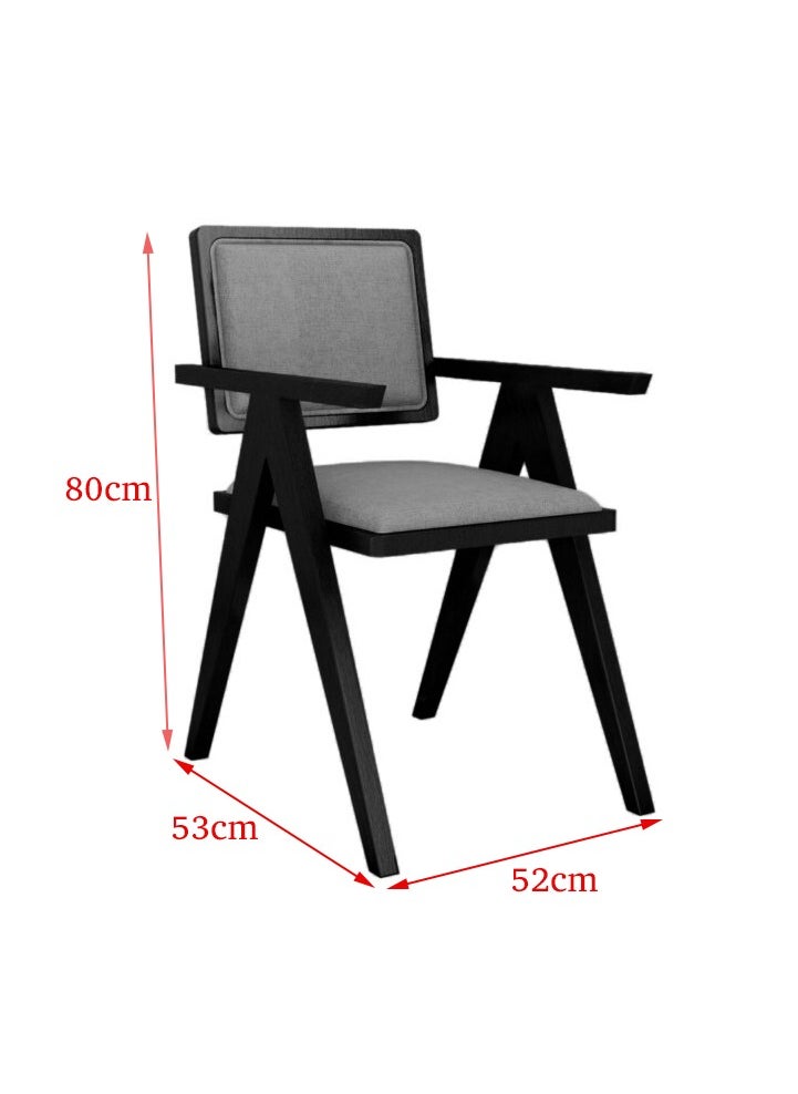 MAPLE HOME DECORATION - Maple Home Wooden Dining Chair Armrest Wide Backrest Fabric Upholstery Padded Seat Modern Accent Living Kitchen Office Lounge Furniture - Image 1