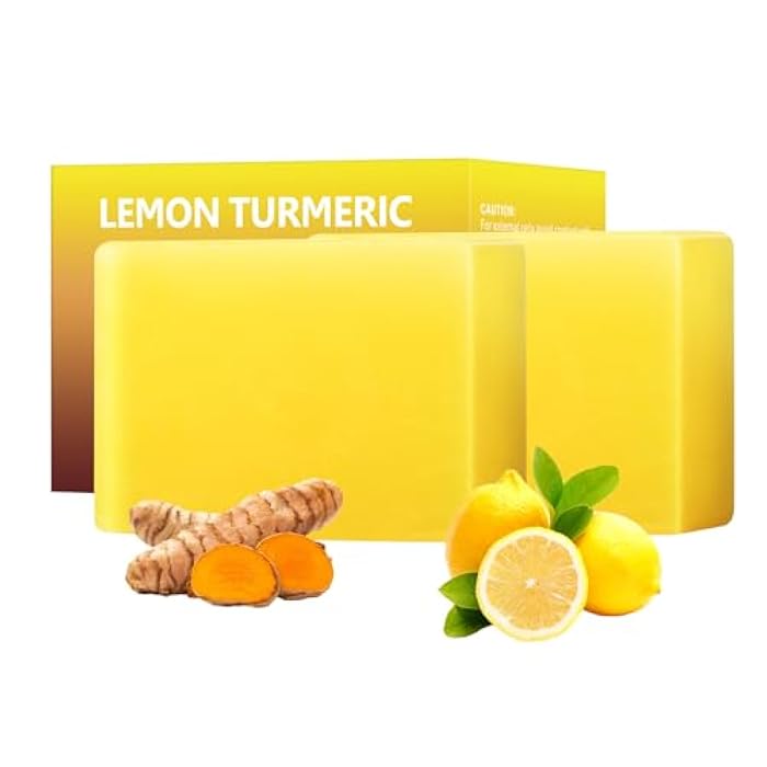 YAFUSIPE Lemon Turmeric Kojic Acid Soap Bar, Turmeric Soap for Face Body Hands, Deep Cleansing Natural Curcuma Bath Soaps Bar, Moisturizing Facial Cleanser Body Wash for All Skin Types Blemish 2 Bars - Image 1