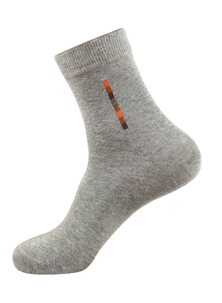 infino جوارب رجالية متوسطة القطع مصنوعة من القطن بنسبة 100%: جوارب متوسطة القطع، جوارب رسمية، ماصة للرطوبة، مناسبة لجميع المواسم، مصنوعة من القطن بنسبة 100%، ماصة للعرق ومقاومة للروائح، أنيقة وغير رسمية (5 أزواج، رمادي فاتح) - Image 1